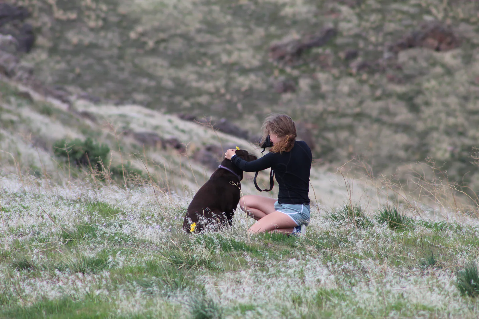 Daughter with Her Dog by Ken Swaim