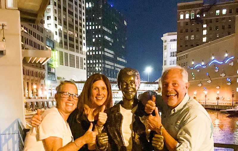 The Bronz Fonz, Milwaulkee River Walk, WI - A Stranger, 9/10/21